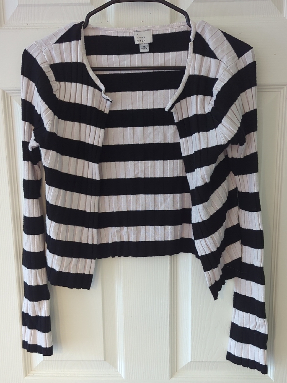 Black and White Striped Cardigan